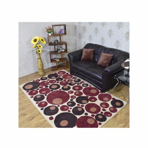 9 x 12 ft. Hand Tufted Wool Contemporary Rectangle Area Rug, Beige & Red, 1 Fred Meyer