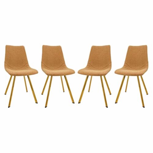 LeisureMod Markley Modern Leather Dining Chair With Gold Legs Set of 4