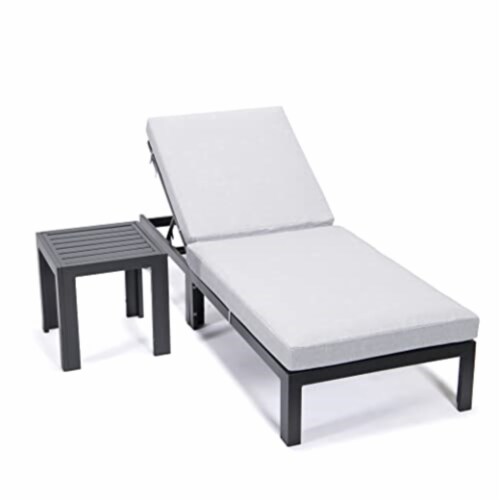 Chelsea Modern Aluminum Outdoor Chaise Lounge Chair With Side Table