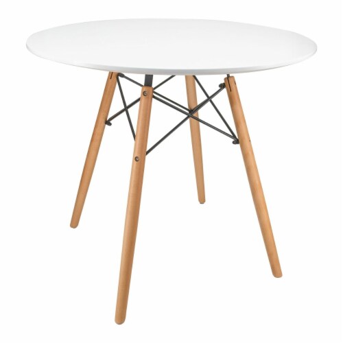 Leisuremod Dover Round Bistro Wood Top Dining Table W/ Natural Wood