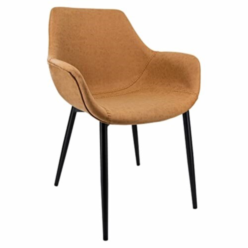 Markley Modern Leather Dining Armchair Kitchen Chairs With Metal Legs