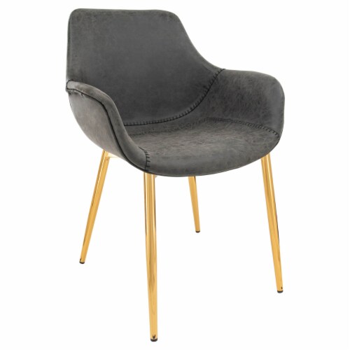 Markley Modern Leather Dining Armchair Kitchen Chairs With Gold Metal