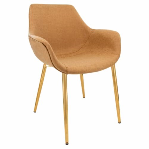 Markley Modern Leather Dining Armchair Kitchen Chairs With Gold Metal