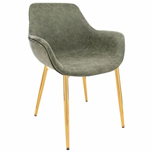 Markley Modern Leather Dining Armchair Kitchen Chairs With Gold Metal