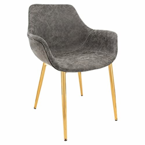 Markley Modern Leather Dining Armchair Kitchen Chairs With Gold Metal
