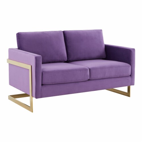 LeisureMod Lincoln Modern MidCentury Upholstered Velvet Loveseat with