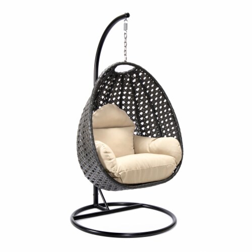 LeisureMod Charcoal Wicker Hanging Egg Swing Chair, 1 Kroger
