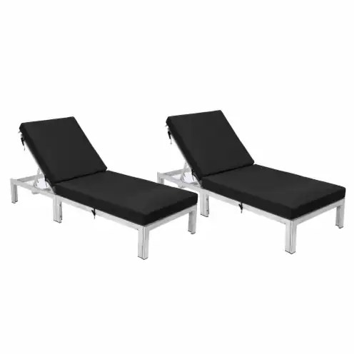 LeisureMod Chelsea Modern Outdoor Weathered Grey Chaise Lounge Chair