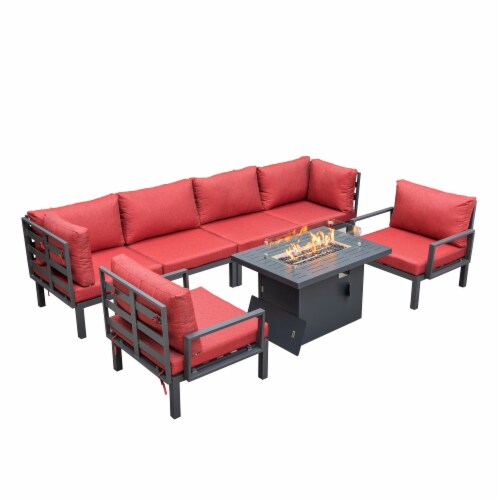 7Piece Aluminum Patio Conversation Set With Fire Pit Table And