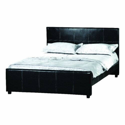 Milton Greens Stars Inc Modern Faux Leather Queen Platform Bed in Black