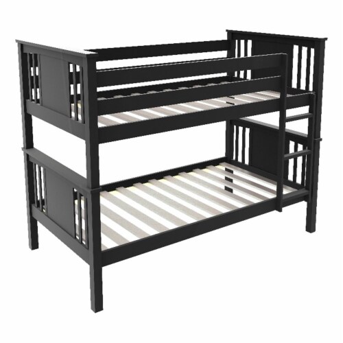 Milton Greens Stars Inc Modern Wood Twin Size Bunk Bed in Black, 1