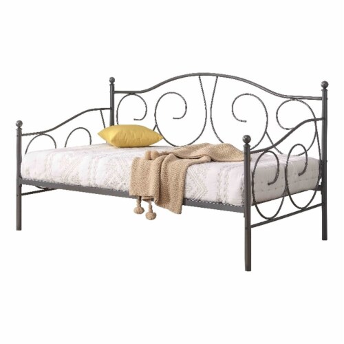Milton Greens Stars Inc Modern Fully Slated Metal Day Bed in Dark Gray