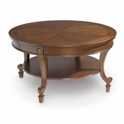 Magnussen Aidan Round Wood Cocktail Coffee Table in Cinnamon Brown, 1