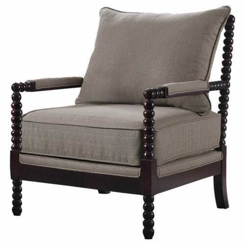 Best Master West Palm Solid Wood Living Room Accent Chair in Taupe