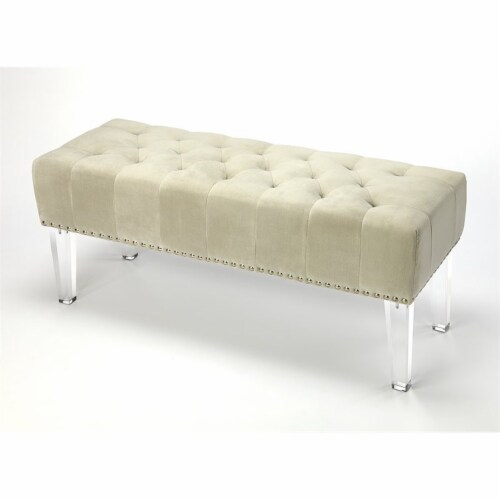 Janelle Cream Velvet Bench, 1 King Soopers