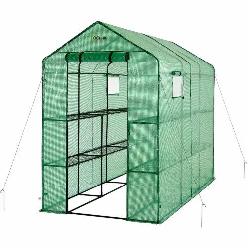 OGrow Walk In Outdoor Portable Covered Plant Greenhouse with 2 Tiers