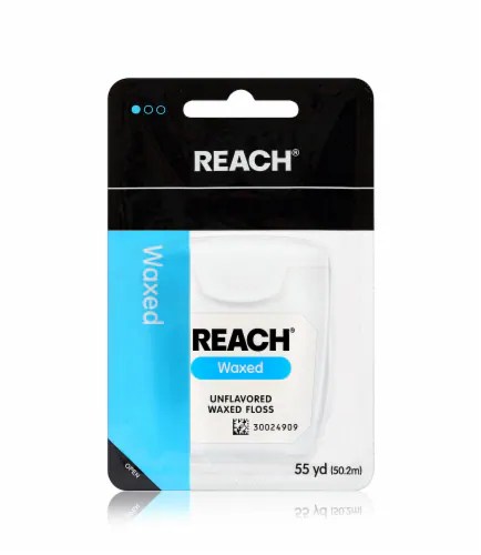 Reach Waxed Dental Floss, Effective Plaque Removal, Wide Cleaning Surface, Unflavored, 1 Pack, 1