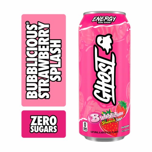 Ghost® Zero Sugar Bubblicious Strawberry Splash Energy Drink Can, 16 fl