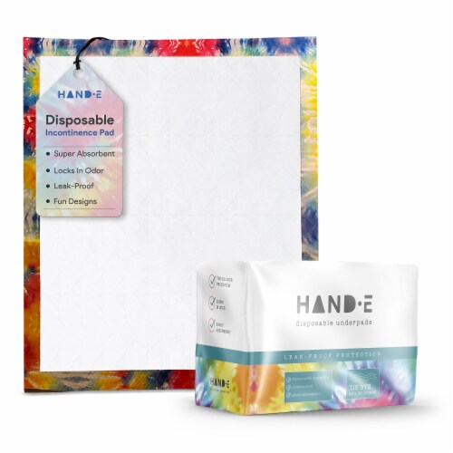 Hand-E Tie Dye Disposable Underpads, Leak proof Incontinence Bed Pads