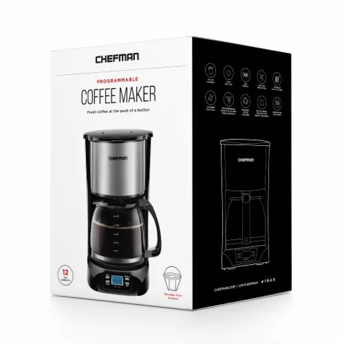 Chefman Stainless Steel Programmable Electric Coffee Maker Silver, 12