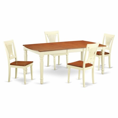 East West Furniture Dover 5piece Dining Table and Chairs in Buttermilk