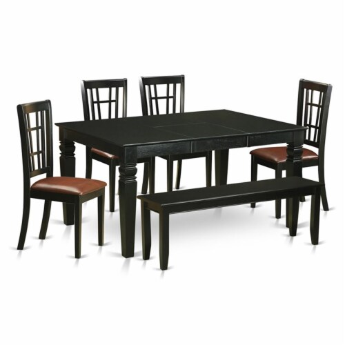 East West Furniture Weston 6piece Wood Kitchen Table Set in Black, 1