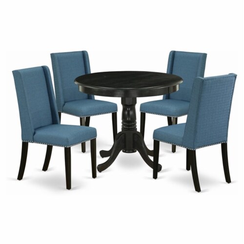 East West Furniture Antique 5piece Wood Dining Set in Black/Mineral