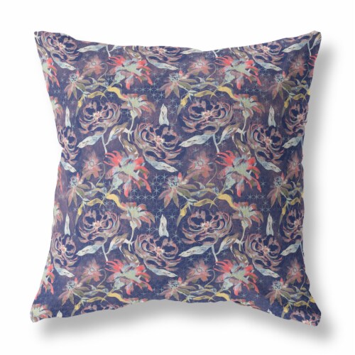 Roses Sprayed Stars Broadcloth Blown And Closed Pillow In Midnight Blue