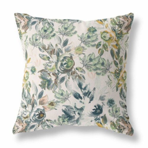 Watercolor Lilac Bulb Indoor/Outdoor Fabric Pillow with Zip in White