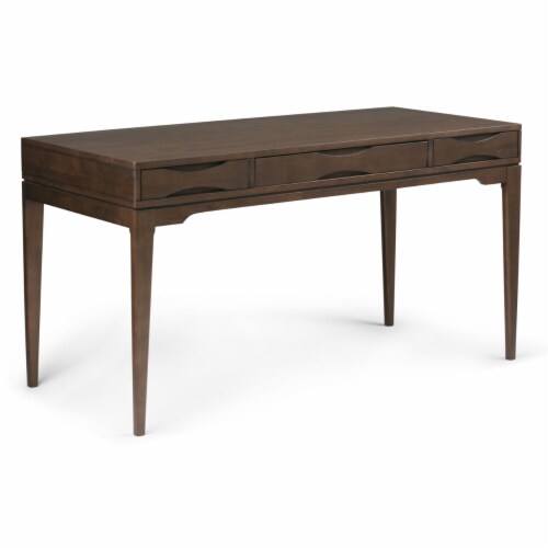 Simpli Home Harper Mid Century Modern Wood Office Desk Walnut Brown
