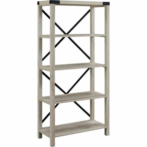 64 Farmhouse Metal X Bookcase White Oak, 1 Kroger