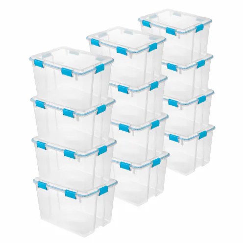 Sterilite 80Qt Clear Plastic Stackable Storage Bin w/ Gasket Latch Lid