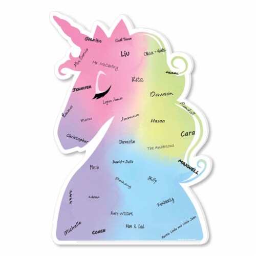 Big Dot of Happiness Rainbow Unicorn Guest Book Sign Alternative Signature Mat, 1 Count