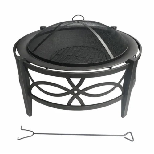 Living Accents 4003578 22 x 35 x 35 in. Round Stainless Steel Wood Fire