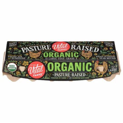 Vital Farms Organic PastureRaised Grade A Large Eggs, 12 ct Kroger