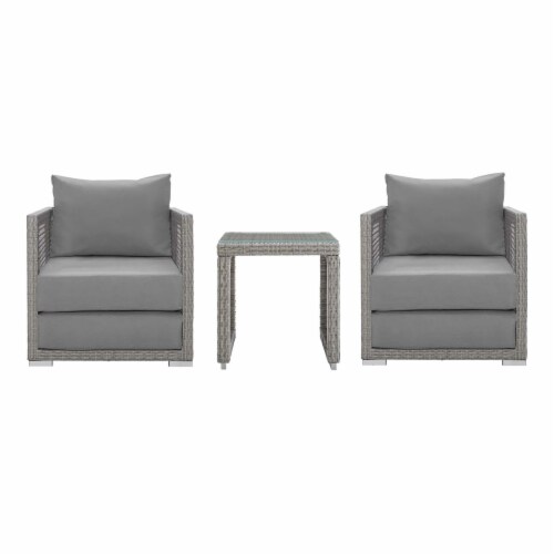 Aura 3 Piece Outdoor Patio Wicker Rattan Set Gray Gray, 1 Kroger