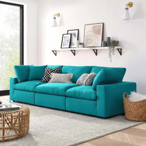 Commix Down Filled Overstuffed 3 Piece Sectional Sofa SetEEI3355 teal