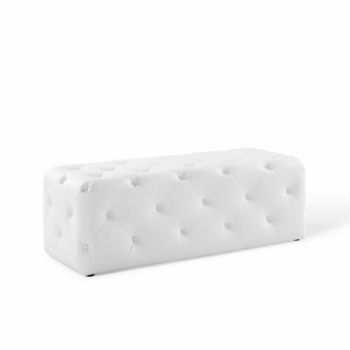Amour 48" Tufted Button Entryway Faux Leather Bench White, 1 Kroger