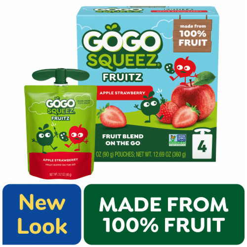 GoGo Squeez Apple Strawberry Applesauce Pouches, 4ct / 3.2 oz Ralphs