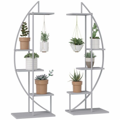 Simplie Fun Set of Tall 10Shelf Metal Plant Stands with Hooks for