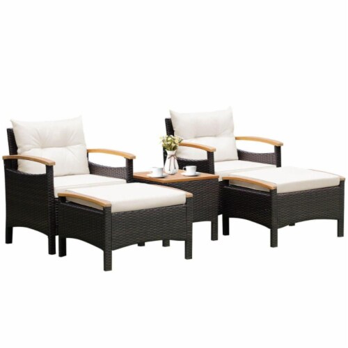 Hivvago 5 Pieces Patio Conversation Set with Cushions Coffee Table and