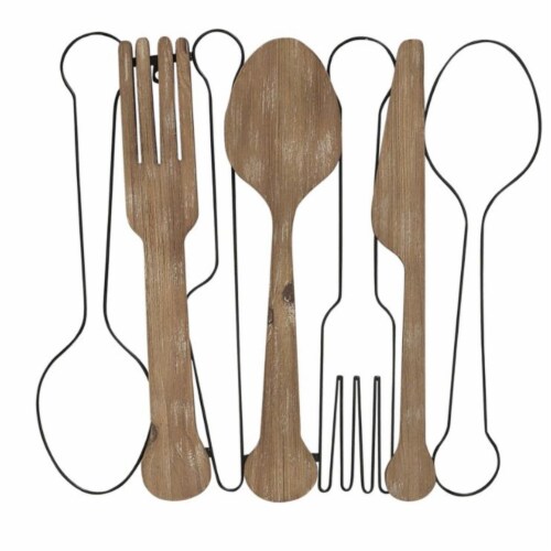 HomeRoots Kitchen Utensils Wall Decor with Metal Outlines, 1 Kroger
