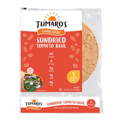 Tumaro'S 8inch Sundried Tomato Basil Carb Wise Wraps Case of 6 8 CT, Pack of 6 8 CT each