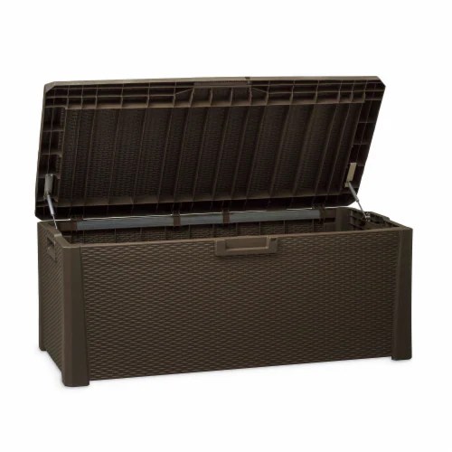 Toomax Santorini Plus Deck Outdoor Storage Chest Box Bench, 145 Gallon
