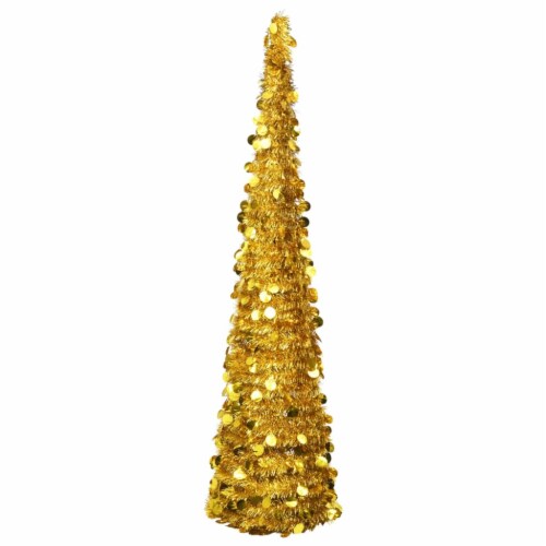 vidaXL Popup Artificial Christmas Tree Gold 6 ft PET, 6x1 ft Fry’s