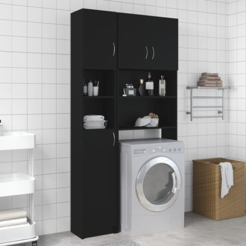 vidaXL Bathroom Black 12.6 x10 x74.8 Engineered Wood, 1 set 12.