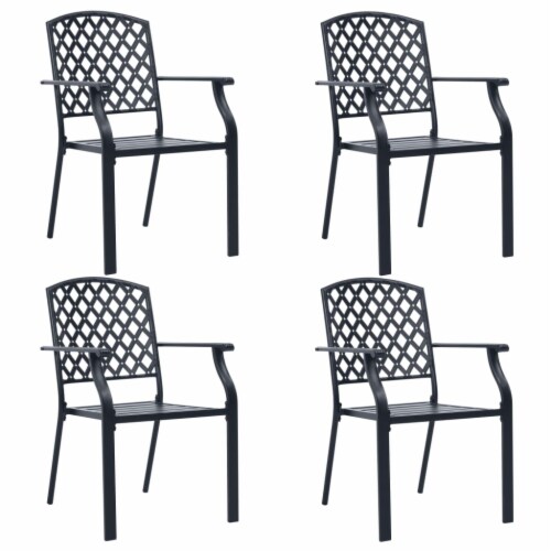 vidaXL Patio Chairs 4 pcs Mesh Design Steel Black, 22"x25.6"x35" Kroger