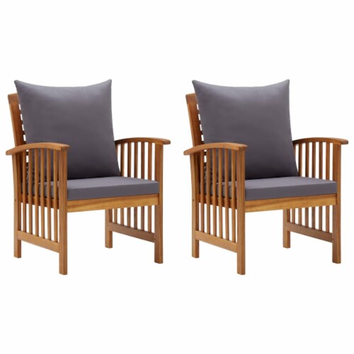 vidaXL Patio Chairs with Cushions 2 pcs Solid Acacia Wood, 23.2 "x26.4