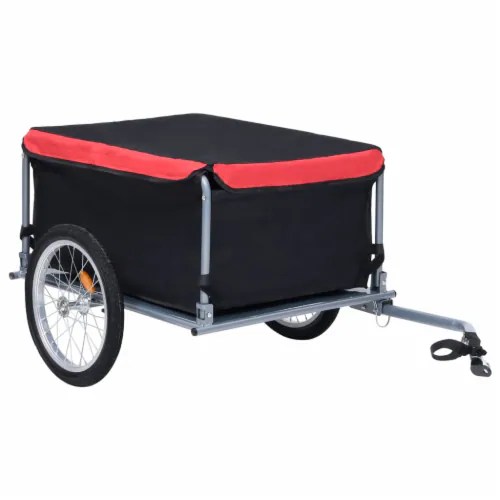 vidaXL Bike Cargo Trailer Black and Red 143.3 lb, 1 set 53.5"x28.3"x22
