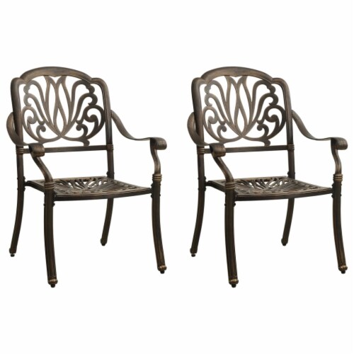 vidaXL Patio Chairs 2 pcs Cast Aluminum Bronze, 24.8" x 27.2" x 35.8